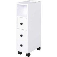 Compact Freestanding Bathroom Storage Drawers - White Particle Board, Slimline, Modern