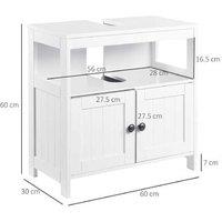 Modern White MDF Sink Cabinet - Double Doors - Space-Saving Bathroom Storage Unit