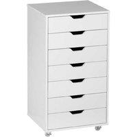 White 7-Drawer Mobile File Cabinet - Durable Particleboard, Space-Saving Vertical Storage Unit