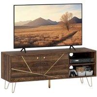 Brown TV Stand for up to 60" - Hairpin Legs, Adjustable Shelves, Modern Living Room Storage