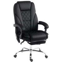 Ergonomic Heated Massage Recliner Office Chair with Footrest - Black Fabric, Adjustable, 135 Recline, 135kg Capacity