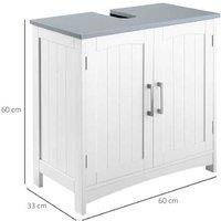 Freestanding White MDF Sink Cabinet - Adjustable Shelf, Double Doors, Modern Bathroom Storage