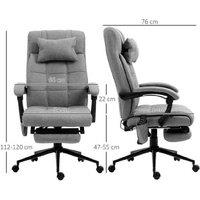 Ergonomic Recliner Office Chair - Massage, Adjustable Height & Footrest - Grey Fabric