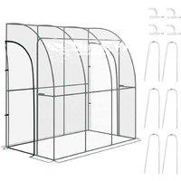 214cm x 118cm Walk-In Lean-To Greenhouse Storage Shed - Powder-Coated Steel Frame, Weather Protection, Easy Access
