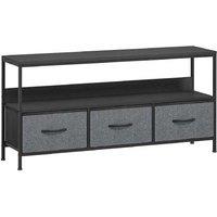 Contemporary TV Stand Cabinet with 3 Foldable Linen Drawers & Steel Frame - Storage Furniture for Living Room, Fits up to 55" TVs