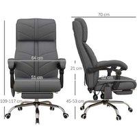 PU Leather Ergonomic Massage Office Chair - Recliner, Heated, Adjustable - Grey