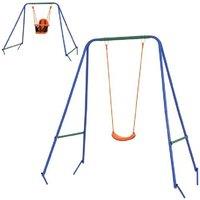 2-in-1 Outdoor Nursery Swing - Weather-Resistant Metal Frame & Orange Seat - Garden Decor Accessory
