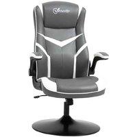 Vinsetto Faux Leather Ergonomic Gaming & Office Chair - Adjustable Height, Swivel, Grey