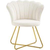Velvet-Feel Lotus Petal Accent Chair - Scalloped Back, Steel Legs, 120kg Capacity