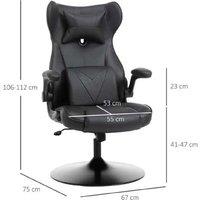 Faux Leather Ergonomic Gaming & Office Chair - Adjustable Height, Flip Arms, Lumbar & Headrest Support