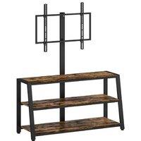 Rustic Brown TV Stand with Swivel Bracket - Industrial Steel & Particleboard, Fits 32-65" TVs, Large Storage