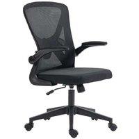 Ergonomic Black Mesh Office Chair - Adjustable Height, Flip-Up Arms, Swivel Wheels, Lumbar Support