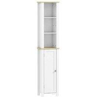 Slim Bathroom Storage Cabinet - 165cm Freestanding Shelf - White MDF Modern Space-Saving Unit