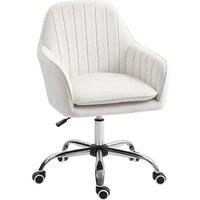 Velvet-Feel Ergonomic Office Chair - Adjustable Height, Cream White, 120kg Capacity