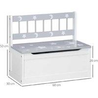 Kids Wooden Toy Storage Bench with Pneumatic Lid - Star & Moon - Durable MDF & Pine, 50kg Capacity, Child-Safe Design