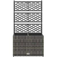 22L Grey Rattan Planter with Trellis - 2 Box Outdoor Garden Bed