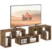 Contemporary Wood-Effect TV Stand with Storage Shelves for TVs up to 75" - Modular, Adjustable, Minimalist Living Room Unit