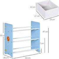 Kids Toy Storage Unit - 9 Basket Modular Organizer, Wooden Shelf - Space-Saving, Durable MDF