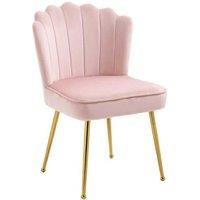 Luxe Velvet Shell Accent Chair - Pink - Gold Metal Legs - Modern Armchair