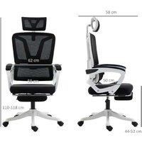 Ergonomic Reclining Mesh Office Chair - Adjustable Headrest, Lumbar & Footrest - Black
