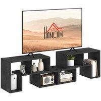 Contemporary TV Stand for TVs up to 75" - Extendable Storage Shelves, Minimalist Wood-Effect