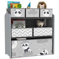 Toy Organizer - 6 Bin Modular Storage Unit - Grey MDF Kids Bedroom/Playroom
