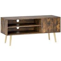 TV Stand for up to 55" - Solid Wood Legs, Open Shelves, Storage, Retro Style