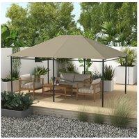 Khaki 3x4m Gazebo Roof Replacement Canopy - Weather-Resistant Polyester Top Only