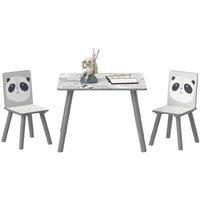 Grey Wooden Toddler Table & 2 Chairs Set - Stackable, Easy-Clean Kids Furniture (Ages 3-8)
