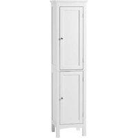 Tall Freestanding Bathroom Cabinet - Double Door - White MDF - Adjustable Shelves - Space-Saving Storage
