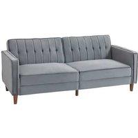 Velvet 3-Seater Sofa Bed - Dark Grey, Modern Convertible Sleeper