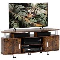 Rustic TV Stand Cabinet for up to 55" - Storage Shelves, Cupboards, Aluminium Accents