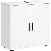 Modern White Particle Board Under Sink Bathroom Cabinet with Adjustable Shelf - Space-Saving Storage