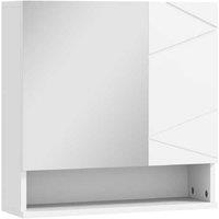 Wall Mounted Bathroom Storage Cupboard - White, Modern MDF, Mirrored Door, Space-Saving