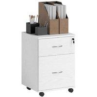 Wood-Effect Lockable Two Drawer Filing Cabinet - Mobile Office Storage
