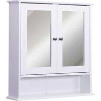 White MDF Wall Mirror Cabinet - Bathroom Storage, Adjustable Shelf, 561358cm, Classic Style
