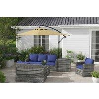 3m Steel Cantilever Garden Parasol with Cross Base - Modern Overhanging Outdoor Umbrella