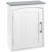 Wall Cabinet - Arched Door - Modern MDF Bathroom Storage, Adjustable Shelf, Light Grey & White