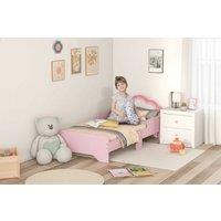 Princess Toddler Bed Frame - Solid MDF, Cloud Headboard, Compact Pink Kids Bed (1437455cm)