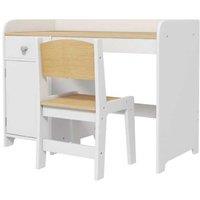 Kids Study Desk & Chair Set - White MDF, Storage Drawer, Age 3-6 - Ergonomic Seating