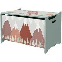 Kids Toy Storage Chest with Safety Lid Hinge - Sturdy Green Wood Box