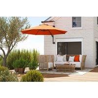 3m Wall-Mounted Parasol Shade with Handle - Weather-Resistant Metal Frame, Swivel Canopy - Space-Saving Outdoor Umbrella, Orange