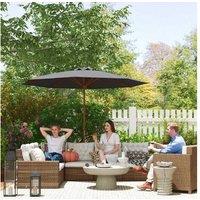 3m Wooden Patio Parasol - Weather-Resistant Garden Umbrella, Adjustable Shade, Modern Dark Grey
