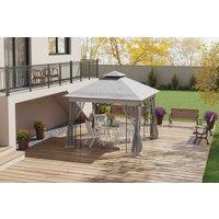 3x3m Steel Double Roof Gazebo with Netting - Weather-Resistant, Modern Outdoor Shelter