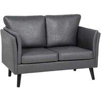 Grey Leathaire Two-Seater Sofa - Modern Compact Loveseat with High-Density Foam