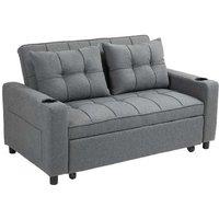 Charcoal Grey Fabric 2-Seater Pull-Out Sofa Bed - Modern Convertible Lounger