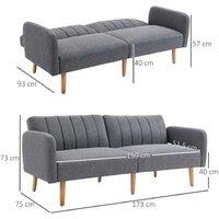 Grey Fabric 2-Seater Split Back Sofa Bed - Modern Space-Saving Design