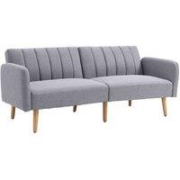 Light Grey Fabric 2-Seater Split Back Sofa Bed - Modern Space-Saving Convertible
