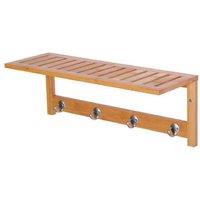Wall Mounted Bamboo Clothes Rack - Space-Saving Organiser, 50x17x20cm, Natural Wood