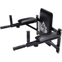 Wall Mounted Dip Station Rack - Adjustable Steel Frame, Multi-Gym Pull Up Bar, 120kg Capacity, Black